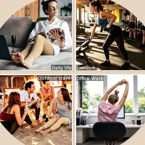 CASMON 2 Pairs Medical Compression Pantyhose 20-30 mmHg for Women & Men, Footless Compression Tights High Waist Graduated Support Compression Leggings for Varicose Veins Edema X-Large Black+Beige