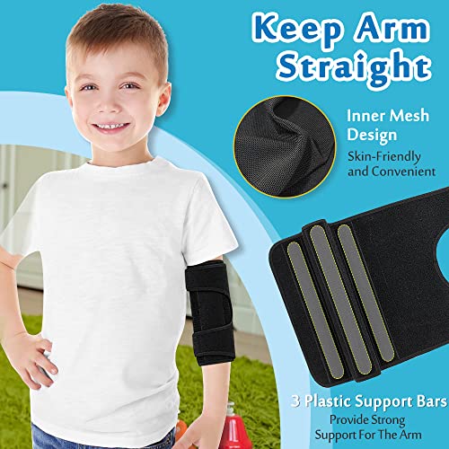 Pediatric Elbow Brace Child Straight Arm Splint Kids Elbow Immobilizer Extension Brace Cubital Tunnel for Sleeping Ulnar Nerve Entrapment Thumb Sucking Stop for Kids Child Restraint Strap (Small)