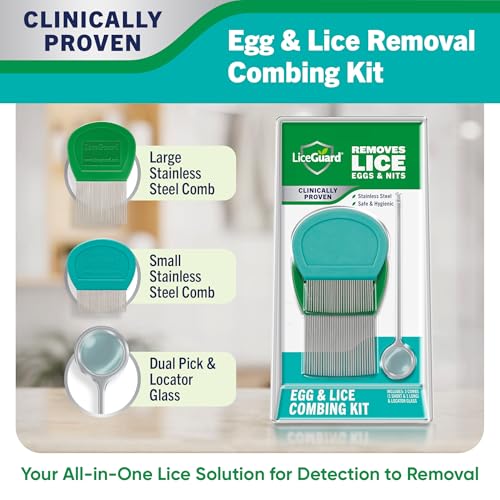 LiceGuard Lice Comb Kit, 2 x Stainless Steel Nit Combs, 1 x Magnifying Pick