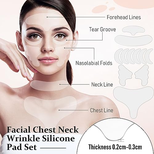 Maitys 32 Pcs Silicone Face Mask & Anti-Wrinkle Patches,Clear, Milk White Clear, Milk White
