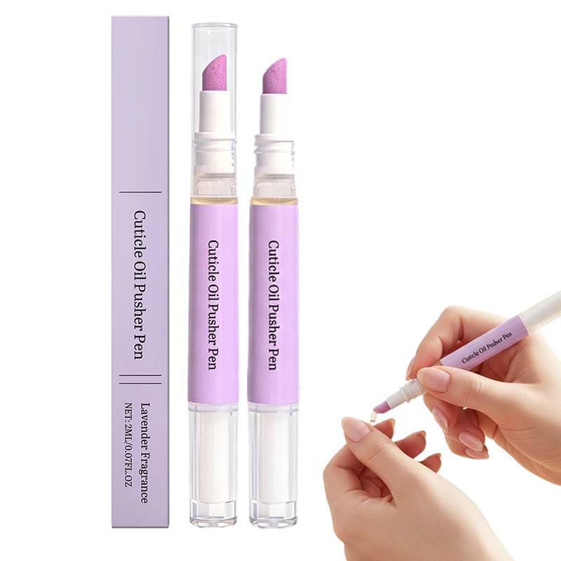 2Pcs 2-in-1 Cuticle Oil Pusher Pen,2026 New Ceramic Cuticle Pusher & Oil Pen,Cuticle Oil Nail Care Pen - Gentle Cuticle Remover for Dry & Damaged Nails,Hangnails,Moisturize Strengthen Brighten