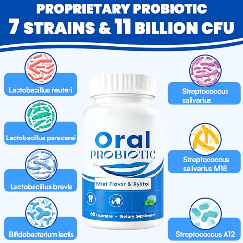 Oral Probiotics, 11 Billion CFU Oral Probiotics for Bad Breath, 60 Lozenges 60 Count (Pack of 1)