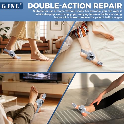 GJNL Bunion Corrector for Women & Men – Upgraded Adjustable Bunion Fix for Big Toe Separation Pain Relief, Bunion Splint Suitable for Left/Right Feet, Toes Alignment Hallux Valgus Correction (Grey) Grey