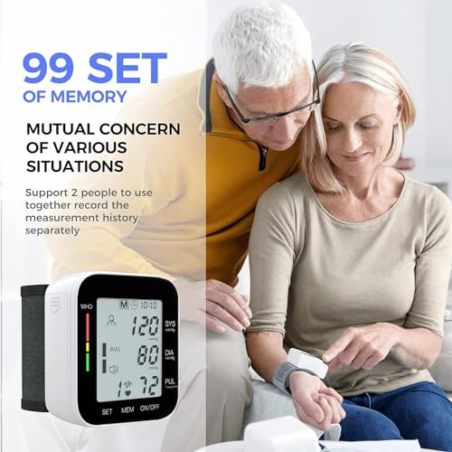 MMIZOO Wrist Blood Pressure Monitor BP Machine with Carrying Case Black