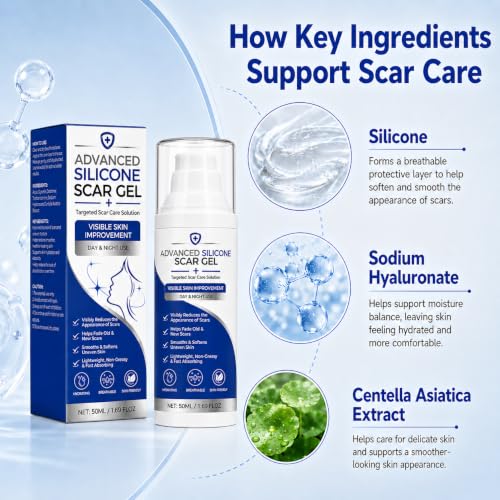 Advanced Silicone Scar Gel for Old & New Scars, C-Section & Acne, 50ML