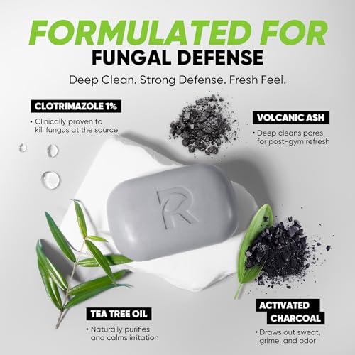Roycederm Antifungal Soap for Active Skin – Medicated Bar for Athlete’s Foot, Jock Itch, Ringworm with Tea Tree Oil, Charcoal & Volcanic Ash 2 Pack Soap