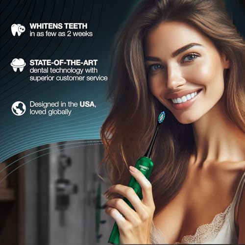 Wagner Stern VibroWave Plus Oscillation & Vibration Sonic Electric Toothbrush with 4 Brush Heads. IPX7 Waterproof. Mint Mirage