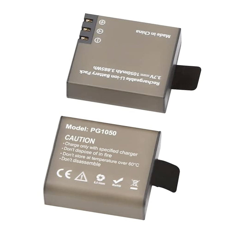 Dragon Touch 2 x 1050mAh Rechargeable Action Camera Battery with USB Dual Charger for Vision 3/ Vision 3 Pro Action Camera - BeesActive Australia