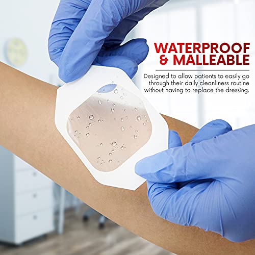 Transparent Film Dressing 4" x 4.75" (10 Pack) - Waterproof Adhesive Wound Bandages for Post-Surgical Shower, IV Shield, Tattoo Aftercare, Clear Breathable Dressing Patches by HEALQU 4"x4.7" (10 Pack)