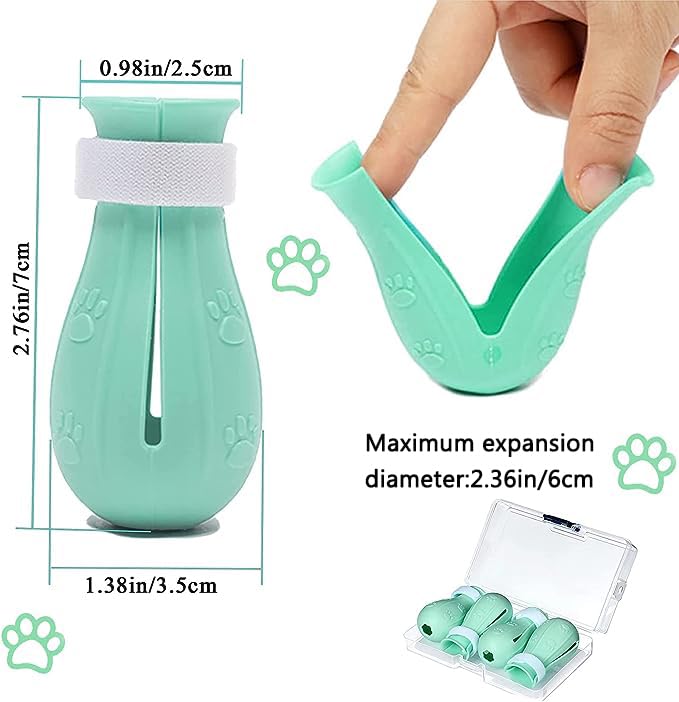 AIFUSI Anti-Scratch Boots for Cats, Cat Claw Covers 4 Pack Adjustable Silicone Cat Shoes Accessories Nail Protection Gloves Pet Supplies for Cat Grooming Bathing Shaving (Green) - BeesActive Australia