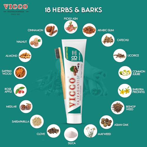 Vicco Vajradanti Sugar-Free Ayurvedic Herbal Toothpaste - 70 Year Legacy of Ayurveda, with 18 Ayurvedic Herbs & Barks, Fluoride-Free - 7 oz (3 Pack)