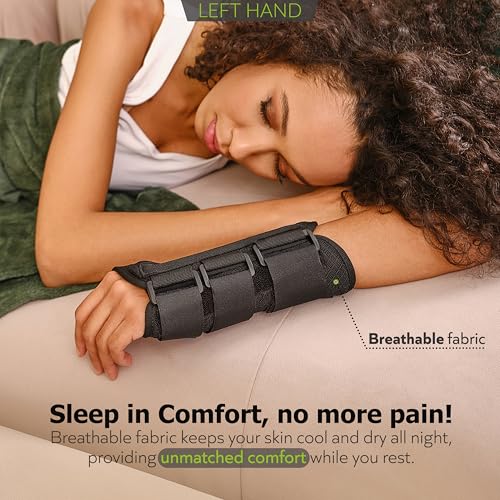 ZOFORE SPORT Wrist Brace for Carpal Tunnel with Metal Splint, Men and Women, Left Hand, XL Left Hand - L/XL Black