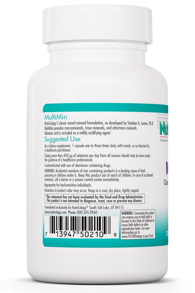NutriCology MultiMin Essential Mineral Blend, 120 Vegetarian Capsules | Essential Macro, Trace and Ultra Trace Minerals Supporting Mineral Balance, Absorption and Cellular Function
