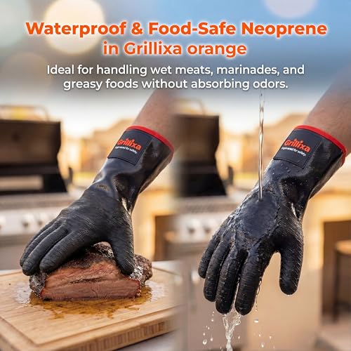 932°F Heat Resistant BBQ Grill Gloves, Extra-Thick Cotton Lining, 14 in, XL Roomy Fit-14INCH-932℉-PRO
