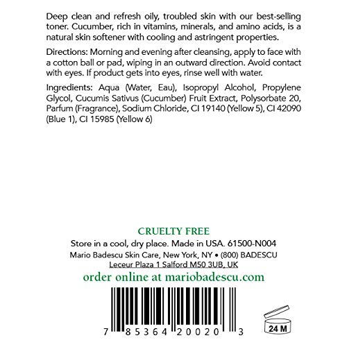 Mario Badescu Special Cucumber Lotion | Non-Drying & Non-Irritating Facial Toner for Removing Excess Oil & Drying Up Breakouts | Revitalizing, Clarifying Astringent for Face 16 Ounce (Pack of 1)
