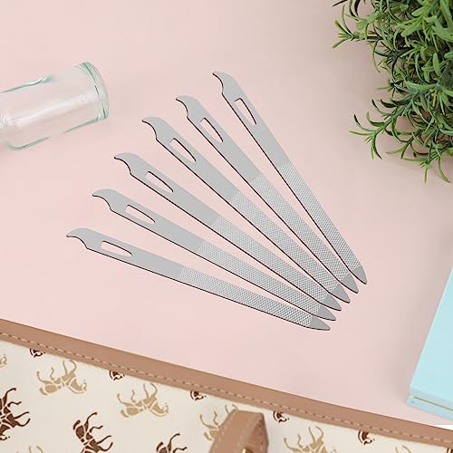6-Piece Stainless Steel Nail File Set with Cleaner Tip - Double Sided, Durable, Professional Diamond Buffer for Natural Nails