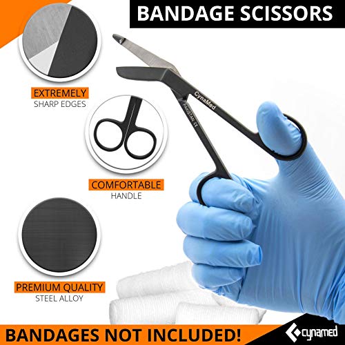 Cynamed Medical Student Diagnostic Kit - Includes Reflex Hammer, Tuning Fork Set C 128hz and C 512hz, Bandage Scissors 5.5 inch, and Penlight with Pupil Gauge - Nursing, EMT, Medical Student Tool kit