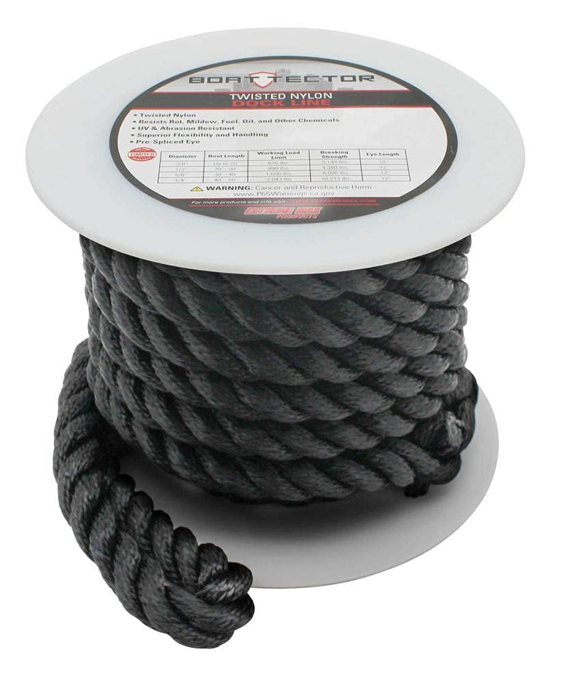 Extreme Max 3006.2876 BoatTector Twisted Nylon Dock Line - 3/4" x 50', Black 3/4" x 50' - BeesActive Australia