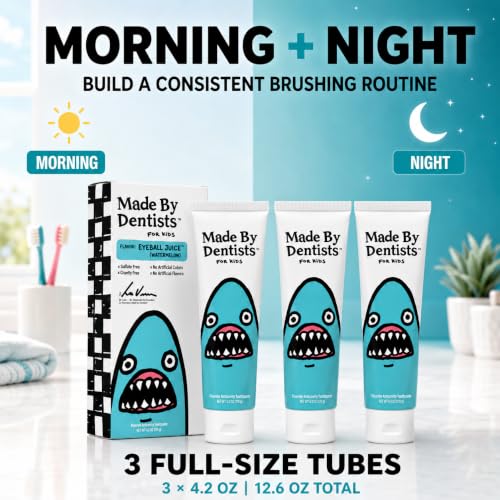 Made by Dentists Kids' Shark Fluoride Anticavity Toothpaste - Watermelon - 4.2oz Eyeball Juice 3 Pack