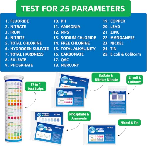25 in 1 Home Drinking Water Test Kit, 165 Strips + 2 Bacteria Tests