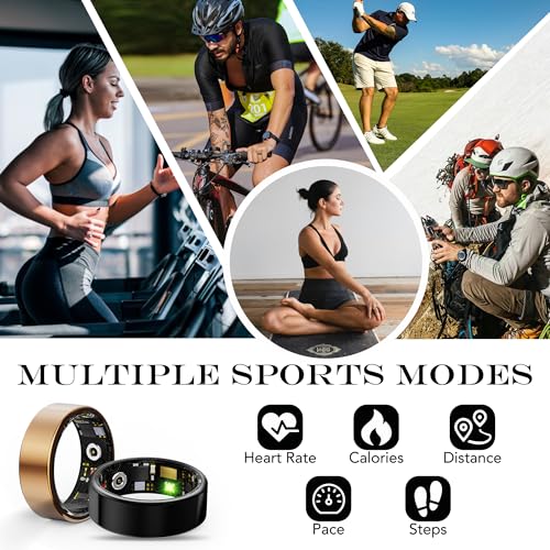 Smart Health Ring Fitness Tracker for Men Women, Sleep, Stress & Activity Monitoring, IP68 Waterproof, Long Lasting Battery, No Subscription Fees, Black 11#
