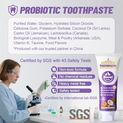 Natural Coconut Oil Dog & Cat Toothpaste for Fresh Breath 3.52oz Premium Dog Oral Care Kit 2.46oz