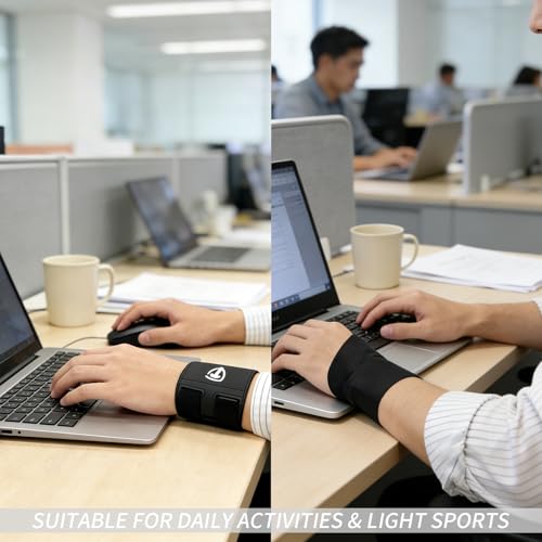 4 PCS Wrist Support Braces, 2 Pairs Adjustable Compression Wrist Wraps for Daily Use & Sports, Wrist Support for Pain Relief, Carpal Tunnel, Tendonitis, Sprains for Men Women