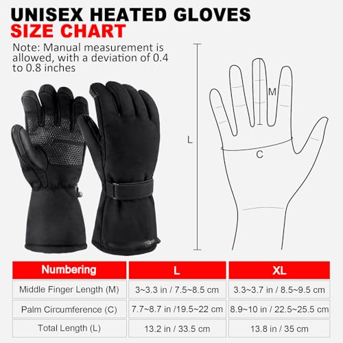 Heated Gloves for Men & Women - Waterproof & Touchscreen with AA Battery Box for Non-Slip Warmth in Skiing, Hunting, Fishing, Cycling & Outdoor Work Large