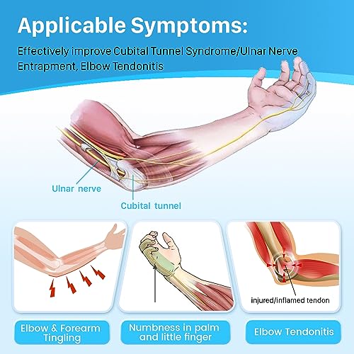 Cubital Tunnel Elbow Splint, Ulnar Nerve Night Brace, for Women & Men, Arm Elbow Splint Support for Left and Right, Built-in 3 Support Plates -S/M S/M