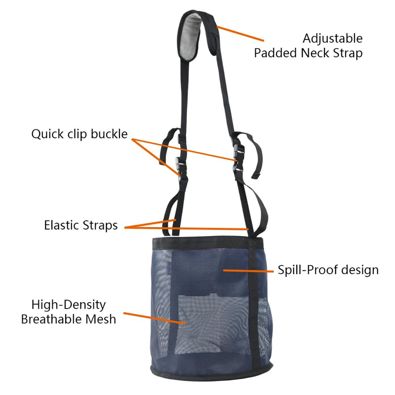 2PCS Horse Feed Bag，Heavy Duty Nylon Mesh Grain Feed Bag with Adjustable Strap,Horse Muzzle Feed Bag with Comfort Neck Pad and Nose Pad… (Dark Blue) Dark Blue - BeesActive Australia