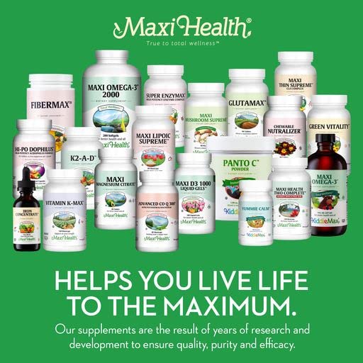 Maxi Health® Vitamin C Powder, Buffered & Stomach-Friendly (4 Oz) | Kosher | Buffered Vitamin C Powder | Gentle, Stomach-Friendly Immune Support | Vegan | Doctor Formulated