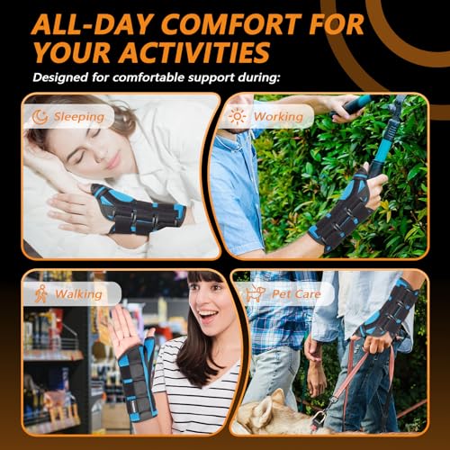 Thumb Spica Splint Brace - Left/Right Hand Wrist Support for Carpal Tunnel, De Quervain's, Arthritis Pain Relief & Sprains - Adjustable Stabilizer with Aluminum Splint for Women Men, Right, L Right Hand