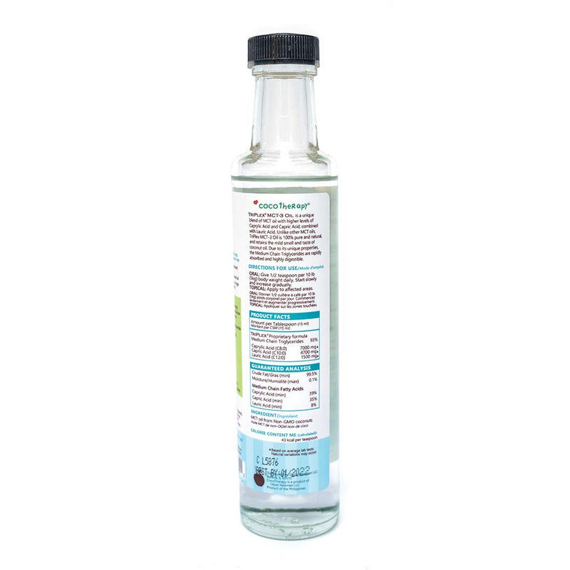 CocoTherapy Triplex MCT-3 Oil, Non-GMO, 100% Pure and Natural, 8 oz. 8 oz. - PawsPlanet Australia