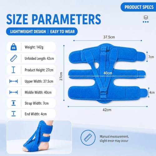 Plantar Fasciitis Night Splint, Foot Drop Brace, Adjustable Dorsiflexion, Breathable Memory Foam Men Women (Purple) Purple