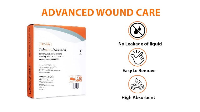 MedVance Silver Calcium Alginate Sterile Absorbent Dressing, 2"x2" Box of 5 2"x2" Silver Silver 5 Pack