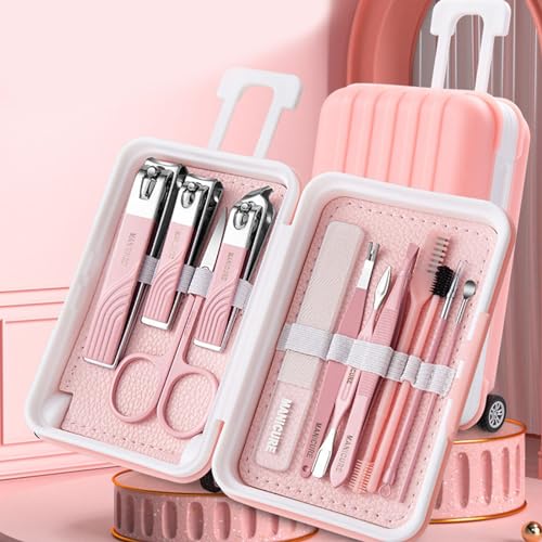 12 IN 1 Professional Stainless Steel Travel Grooming Manicure & Pedicure Set Care Tools A