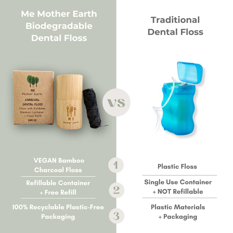 Refillable Bamboo Container and Dental Floss Picks Bundle!