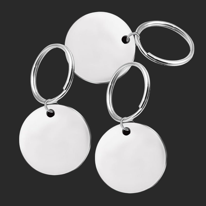 Dtoterul Stainless Steel Pendant Blank Pack of 20 Blanks Dog Tags Punching Blanks Dog Tags Key Ring Can Be Written On Blank Pendant Tags Round Key Ring DIY Making Kit - BeesActive Australia