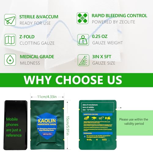 Quick Clot Kaolin Hemostatic Gauze – First Aid Supplies for Fast Bleed Stop 1
