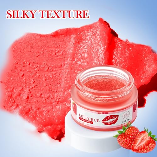 2PCS Strawberry & Orange Conditioning Lip Scrub Kit,Moisturizing Lip Sleeping Mask Long Lasting Hydrating Lip Scrubber Exfoliator Lip Care Products for Men & Women A