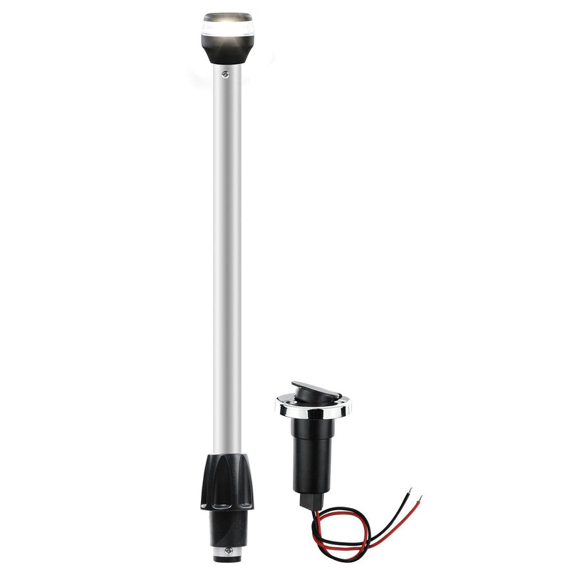 24 Inches Boat Light Pole,Boat Stern Light Waterproof 12V White Anchor light LED Navigation Rear Lights for Pontoon,Yacht(24” Plug-in Base) 24” Plug-in Base - BeesActive Australia