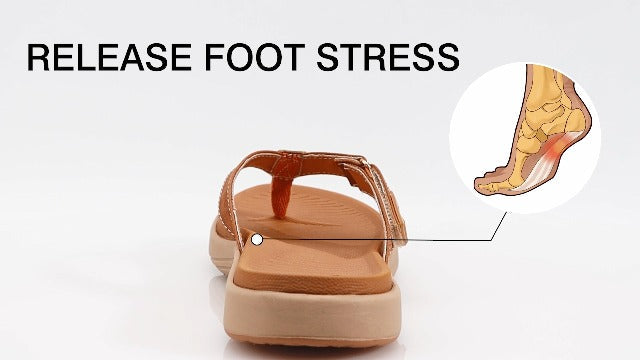 COFACE Flip Flops for Women with Arch Support Beach Thong Sandals for Woman Adjustable Fashion Orthopedic Sandal Outdoor 7.5 Khaki