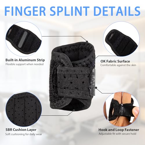 2 Pcs Trigger Finger Splint for Double Digits, Finger Brace Support Buddy Immobilizer for Middle, Index, Ring, Pinky, Joint Pain,Knuckle Brace for Arthritis, Tendonitis