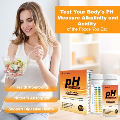 pH Test Strips for Urine and Saliva (4.5-9.0) 200 Count (100×2 Bottles)