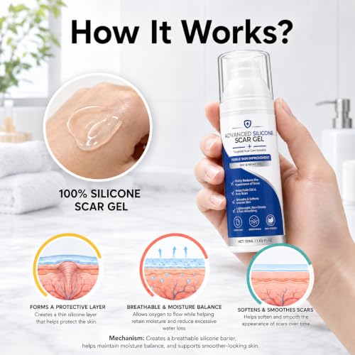 Advanced Silicone Scar Gel for Old & New Scars, C-Section & Acne, 50ML