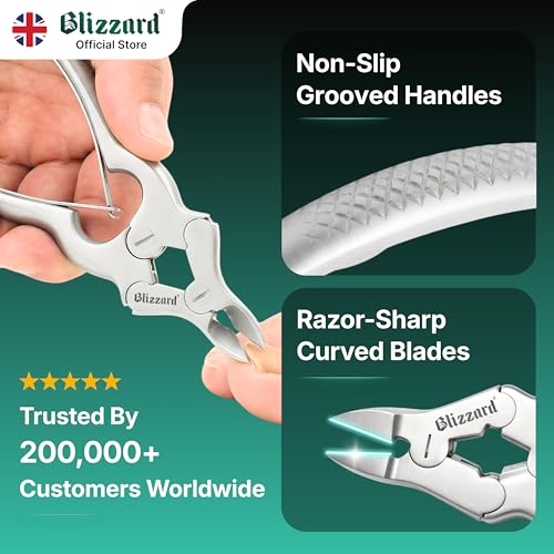 Blizzard Toe Nail Clippers for Thick Nails - Podiatrist Nail Nippers for Seniors - Heavy Duty Cantilever Toenail Clippers for Men - German Steel Podiatry Tool with Toenail File - 15cm Double Spring 15cm - Double Spring