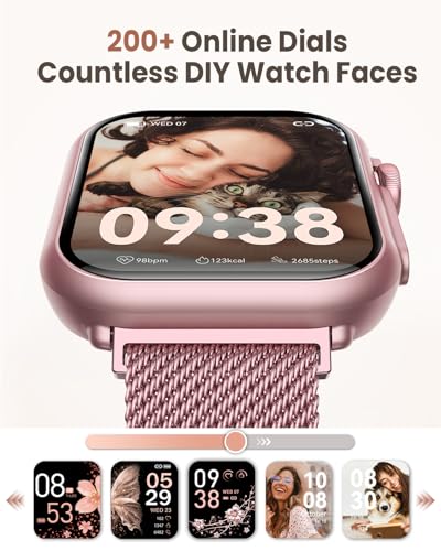 Smart Watches for Women (Android/iPhone), 1.83" HD Smart Watch with Calls/Messages/Notifications, Sleep/Heart Rate/SpO2/Blood Pressure Monitor, 110+ Sports Modes Fitness Tracker Watch, 1000mAh Battery Blush-Pink