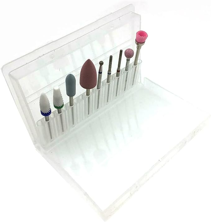 Nail Bit Case, Transparent, 20 Holes, Set of 4, Nail Drill, Drill Bit, Stand, Nail Storage Box - BeesActive Australia
