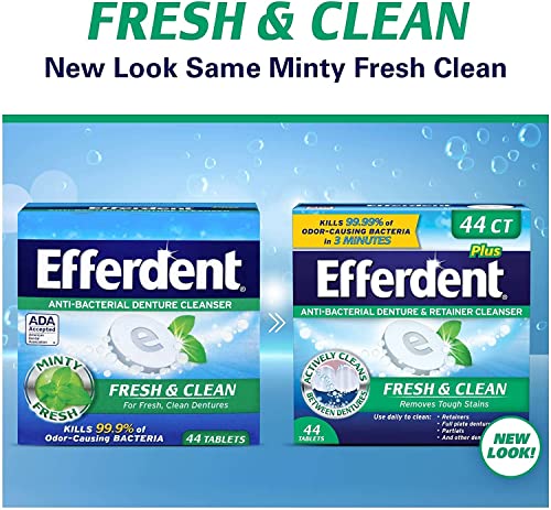 efferdent Retainer Cleaning Tablets, Denture Cleaning Tablets for Dental Appliances, Minty Fresh & Clean, 44 Count, (Pack of 3) 44 Count (Pack of 3)