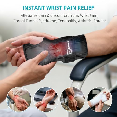 Carpal Tunnel Wrist Brace Night Support - Breathable Hand Brace Black-Right